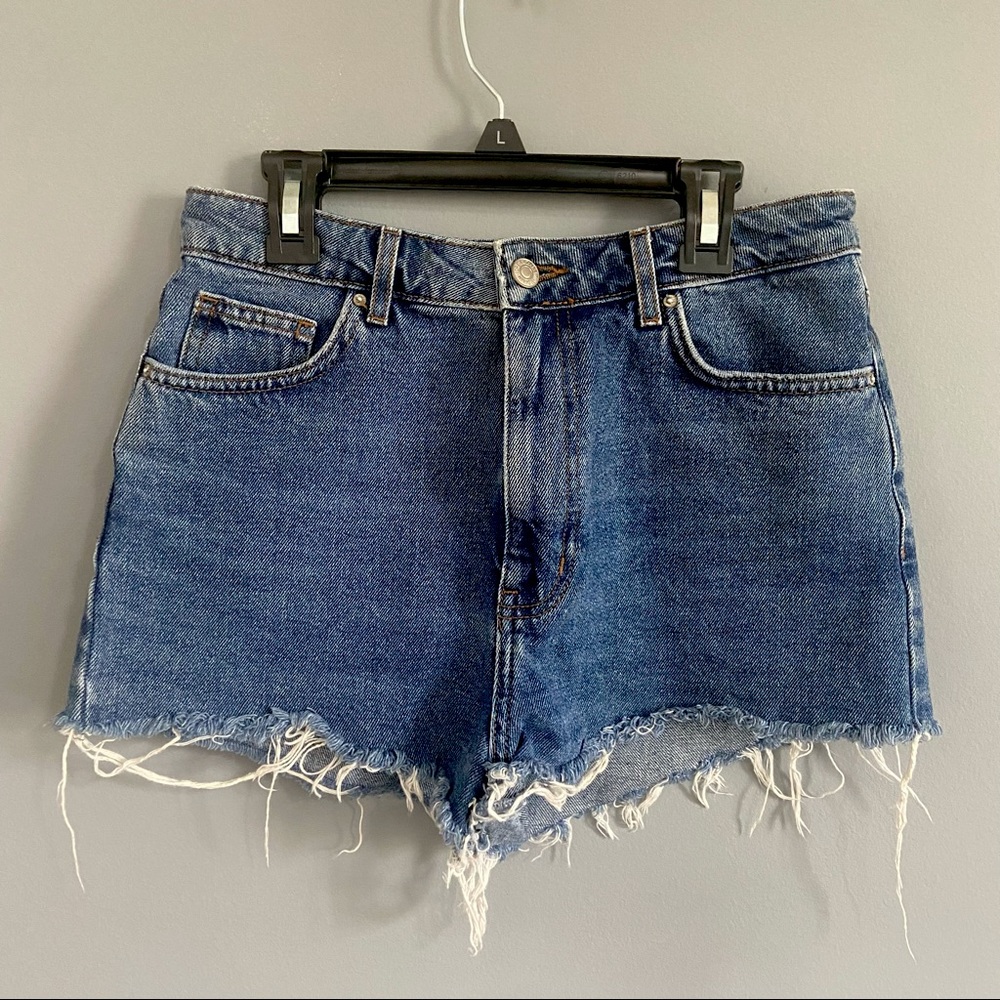 High Waisted Medium Wash Jean Shorts